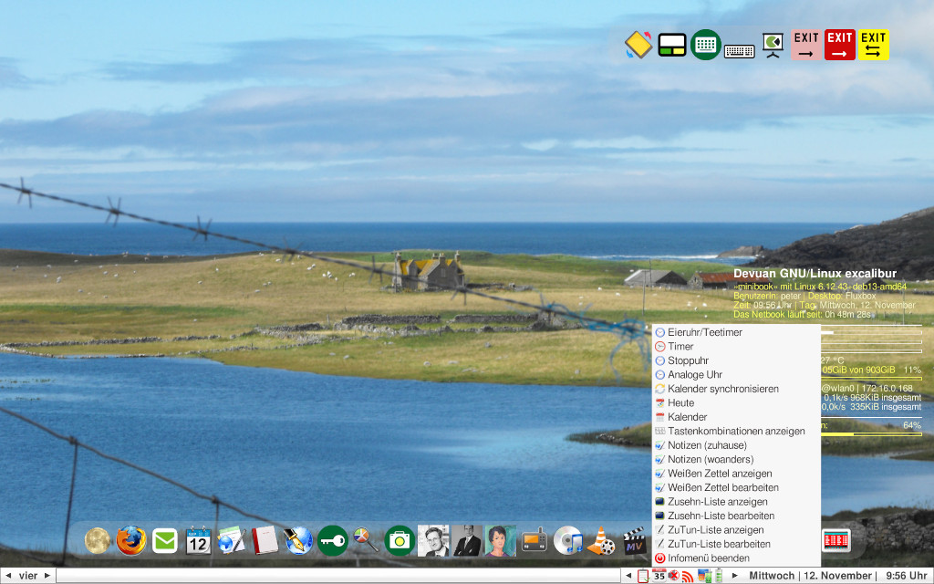 fluxbox with the calendar menu